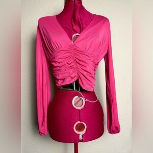 Faded Rose Pink Long Sleeve Crop Top